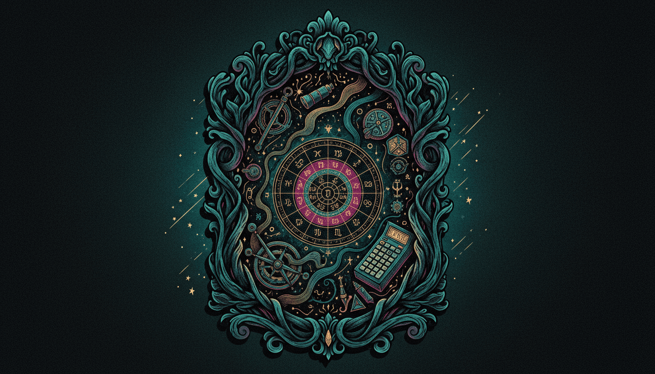 Screen showing free online birth chart calculator interface with colorful zodiac wheel and planetary data