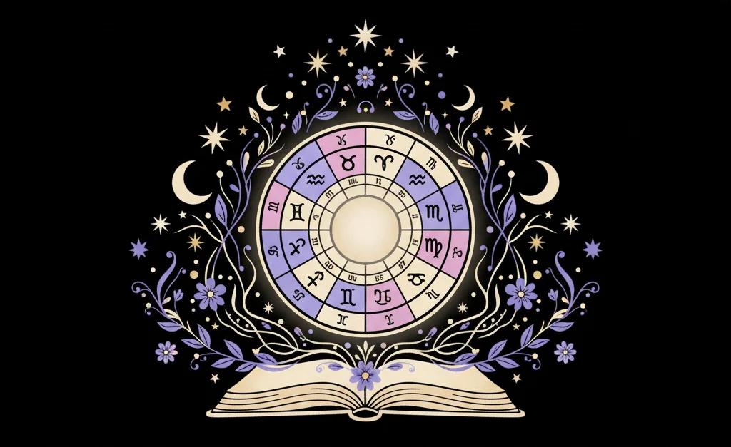 Natal chart wheel showing planetary positions